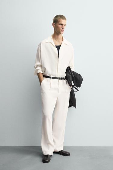 RELAXED FIT PLEATED TROUSERS - White by Zara - Image 0