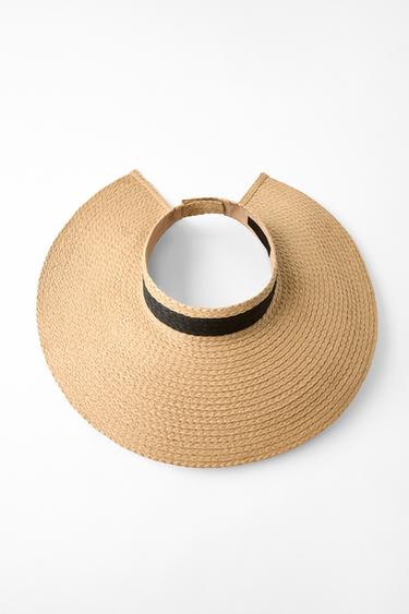 BRAIDED VISOR WITH CONTRAST RIBBON - Light beige by Zara