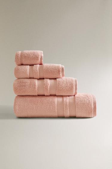 EXTRA SOFT DOUBLE BORDER BATH TOWEL - Light salmon-pink by Zara