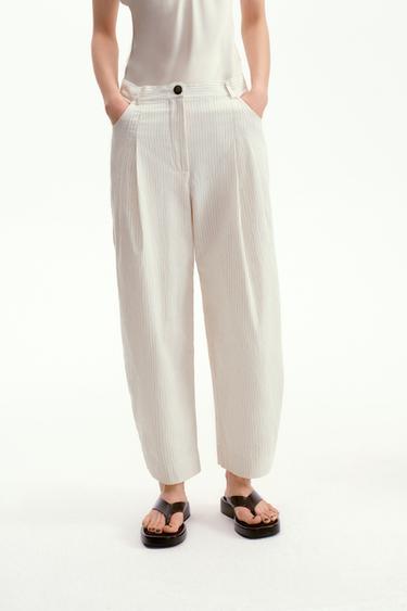 ZW COLLECTION STRIPED BARREL TROUSERS - striped by Zara