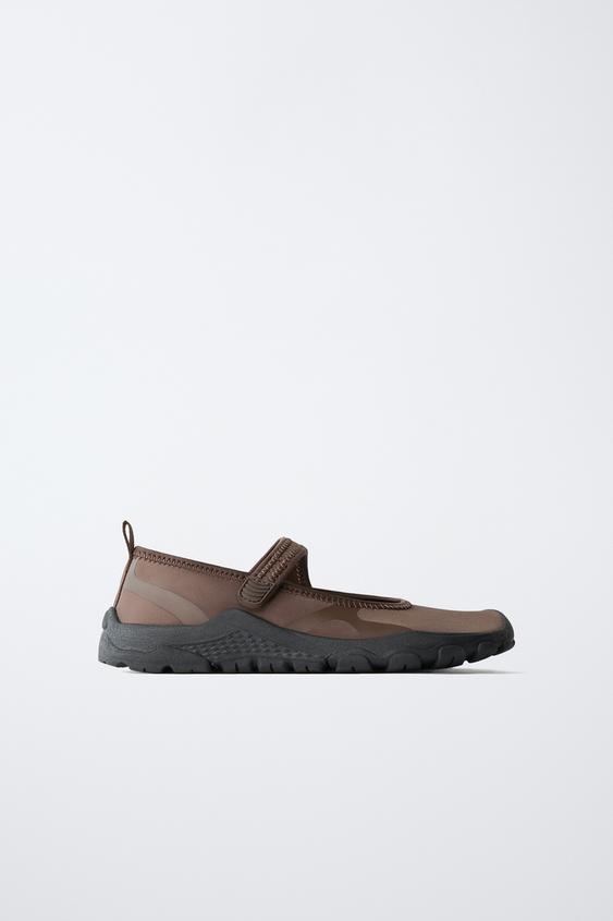 BAREFOOT SPORTY BALLET FLATS - Brown by Zara - Image 0