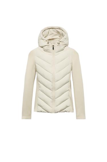 CONTRAST PUFFER JACKET - Ecru by Zara