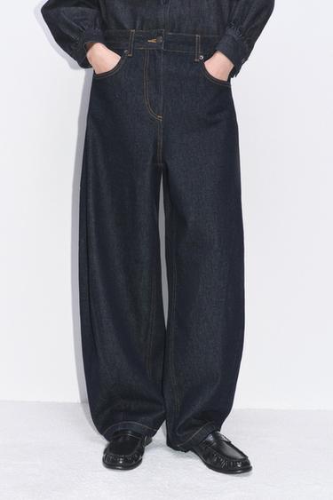 ZW COLLECTION ANKLE BALLOON MID-WAIST JEANS - Blue by Zara
