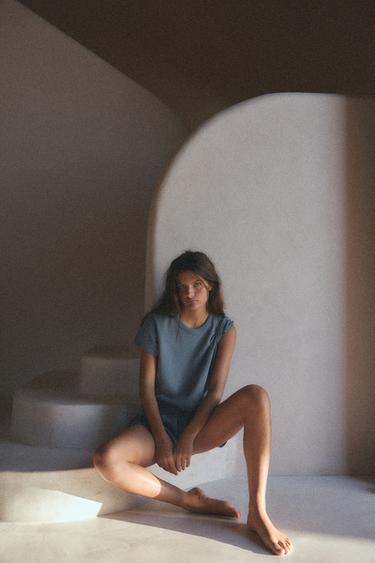 FADED-EFFECT DRAWSTRING SHORTS - Bluish by Zara