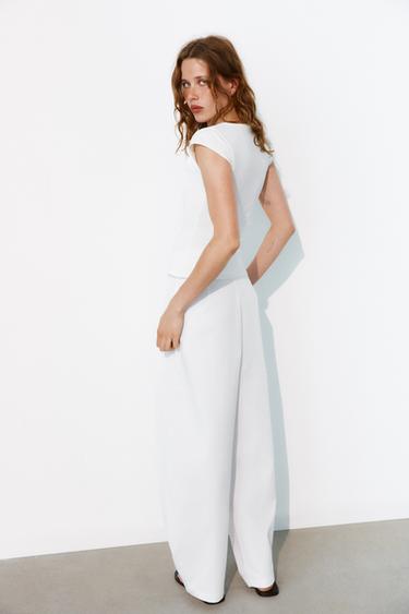 BALLOON TROUSERS WITH PLEATS - White by Zara