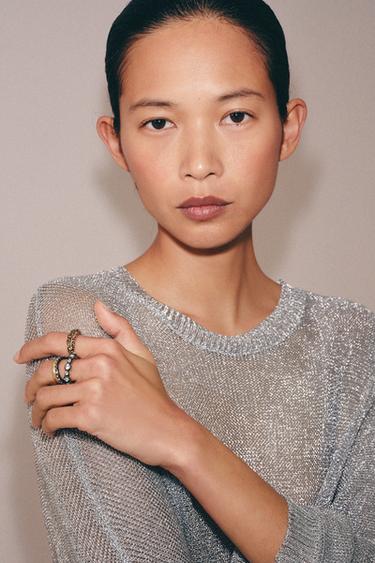 PACK OF 3 GLITTER METAL RINGS - Golden by Zara - Image 0