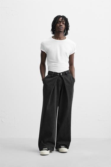 BAGGY FIT PLEATED JEANS - Black by Zara - Image 0