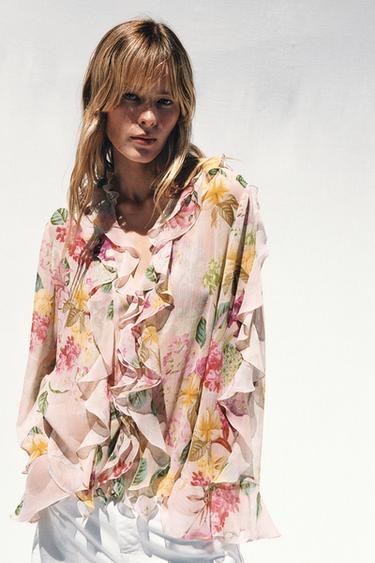 FLORAL PRINT RUFFLE SHIRT - Multicoloured by Zara
