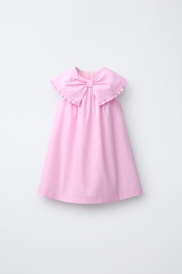POPLIN DRESS WITH BOW - Pale pink by Zara