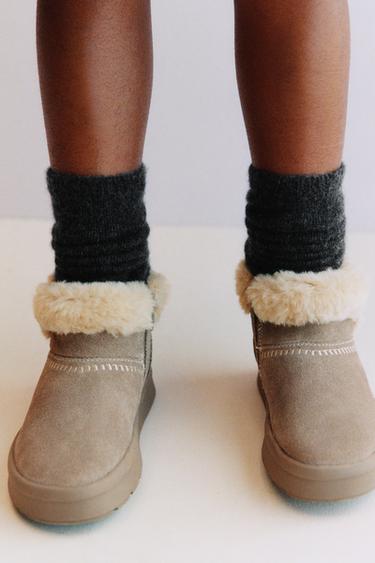 WINTER LEATHER BOOTS - Taupe Grey by Zara