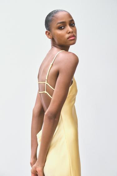 SATIN MIDI DRESS - Yellow by Zara