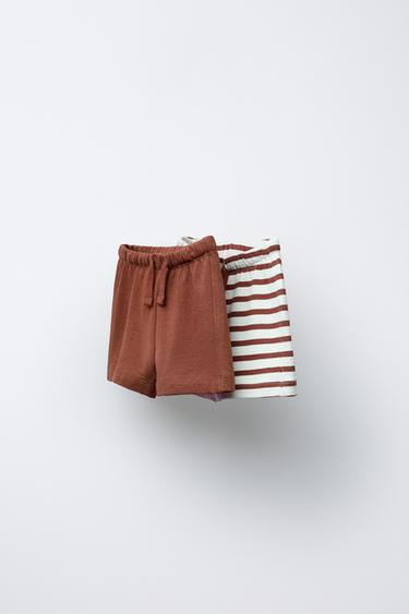 TWO-PACK OF STRIPED AND PLAIN BERMUDA SHORTS - Brick by Zara - Image 0