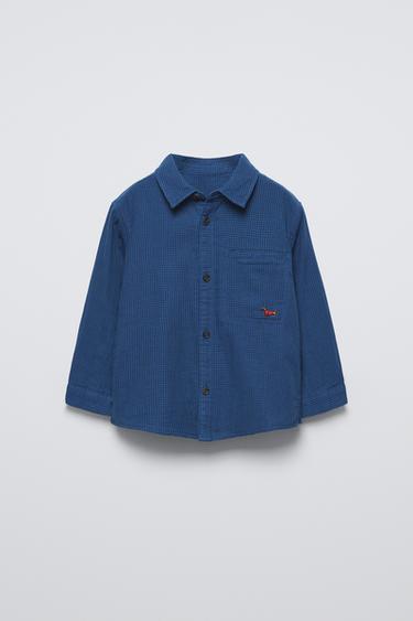 GINGHAM SHIRT WITH EMBROIDERY - Blue by Zara - Image 0
