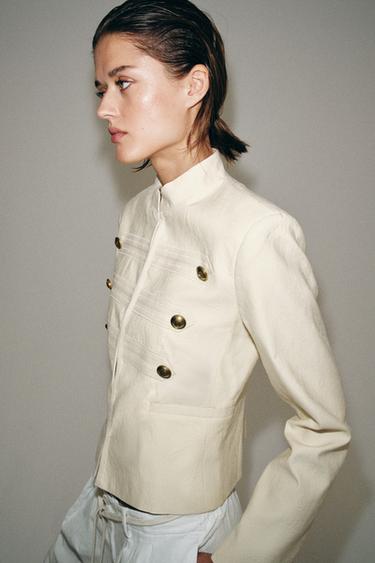 ZW COLLECTION FITTED JACKET WITH BUTTONS - Ecru by Zara