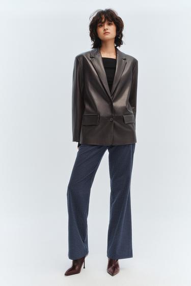 FAUX LEATHER STRAIGHT BLAZER - Chocolate by Zara