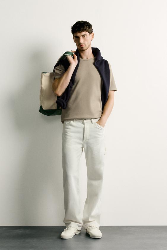 WAFFLE-KNIT TEXTURE T-SHIRT - Stone by Zara - Image 0