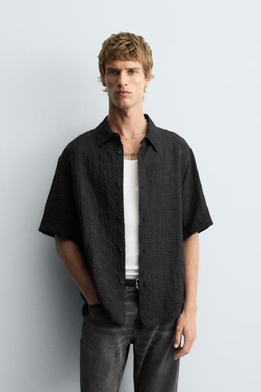FLOWING TEXTURED SHIRT - Blue by Zara