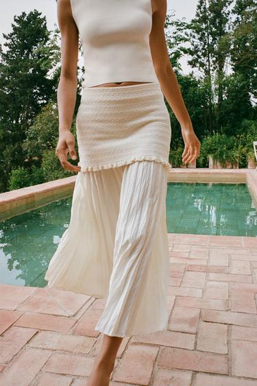 COMBINED KNIT SKIRT - Ecru by Zara