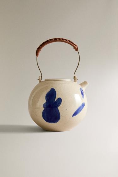 CERAMIC TEAPOT WITH PAINTED MOTIFS - Ecru by Zara - Image 0