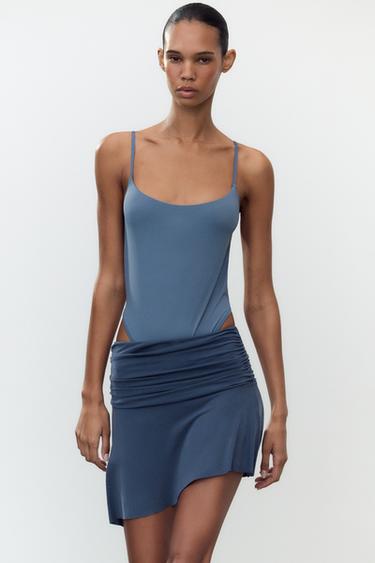 OPEN BACK POLYAMIDE BODYSUIT - Blue / Grey by Zara