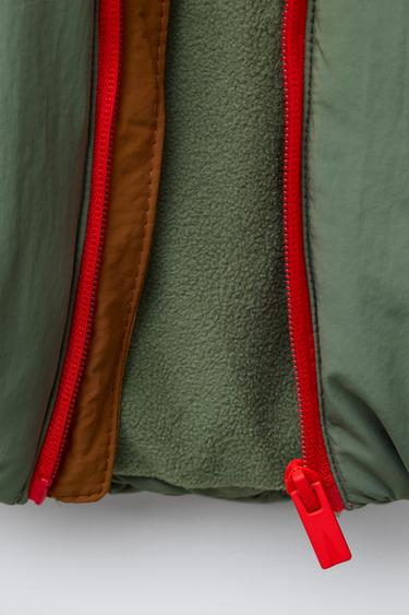 COLOUR BLOCK WATER-REPELLENT PUFFER COAT WITH FLEECE LINING - Multicoloured by Zara