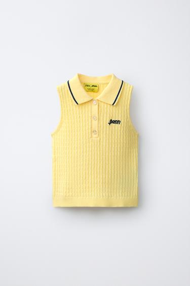 CABLE-KNIT POLO TOP PENN © - Lemon by Zara