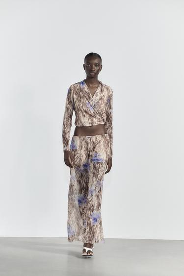 PRINTED TULLE TROUSERS - Brown-Blue by Zara - Image 0
