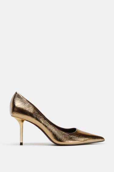 METALLIC EFFECT HIGH-HEEL SHOES - Gold by Zara