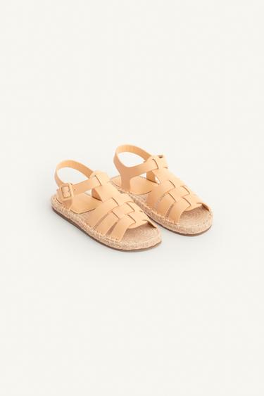 LEATHER CAGE SANDALS - Beige by Zara