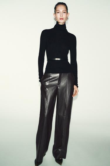 100% WOOL HIGH NECK JUMPER WITH BELT - Black by Zara