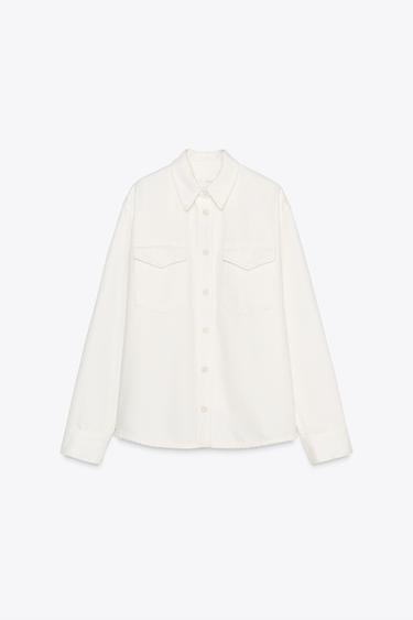 ZW COLLECTION DENIM SHIRT - Ecru by Zara