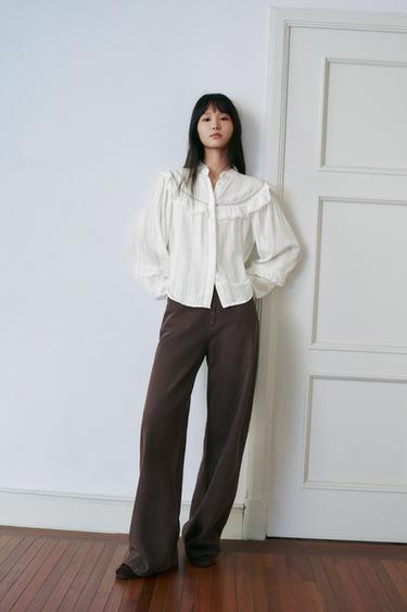 TRF HIGH-WAIST EXTRA WIDE-LEG JEANS - Brown by Zara