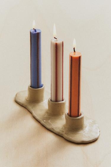 PACK OF LONG STRIPED CANDLES (PACK OF 3) - striped by Zara