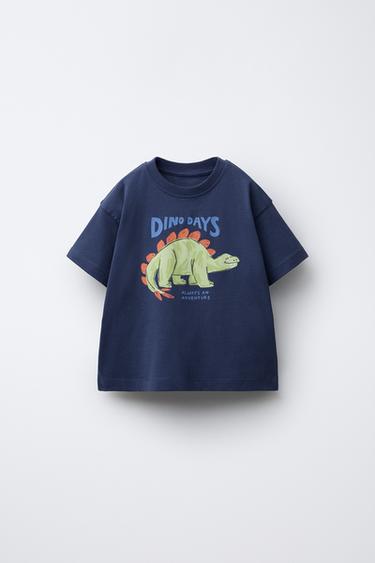 DINOSAUR PRINT T-SHIRT - Mid-blue by Zara