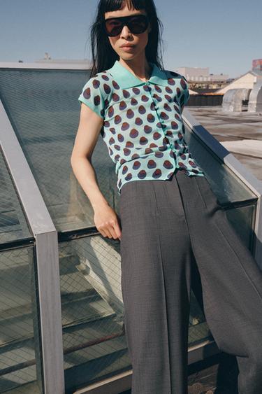 JACQUARD KNIT POLO SHIRT - Light green by Zara
