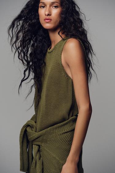 100% COTTON KNIT TOP - Khaki by Zara