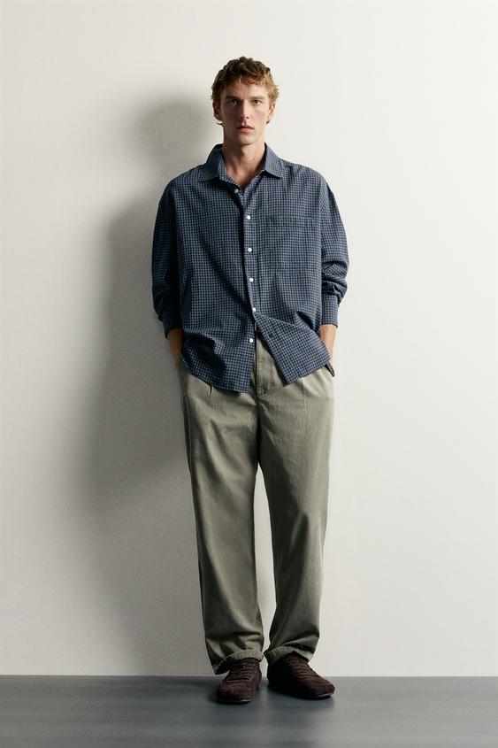 RELAXED FIT CHECK SHIRT - Navy blue by Zara - Image 0