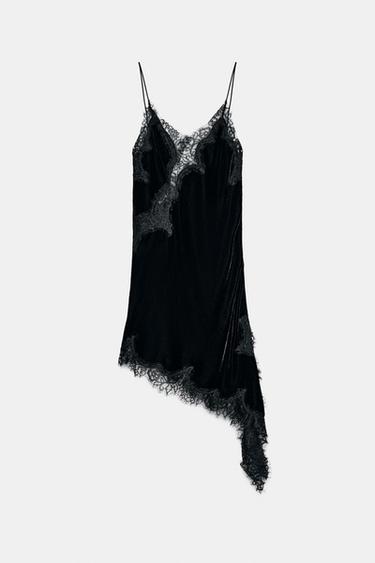 ZW COLLECTION VELVET LACE DRESS - Black by Zara