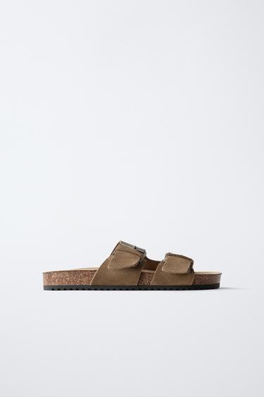 LEATHER SANDALS - Brown by Zara