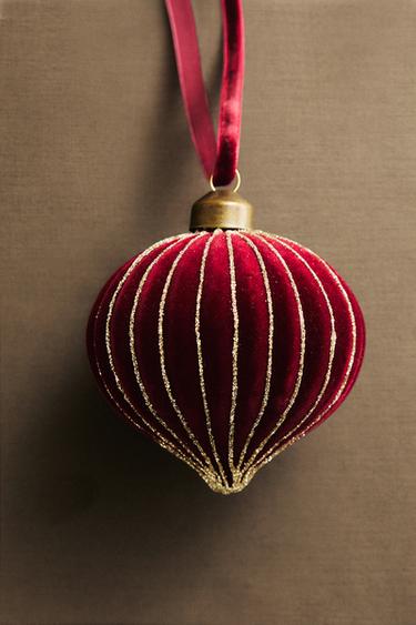 VELVET DIAMOND CHRISTMAS TREE DECORATION - Burgundy by Zara