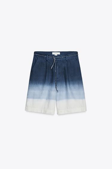 PLEATED OMBRÉ BERMUDA SHORTS X FANGLU LIN - Indigo by Zara