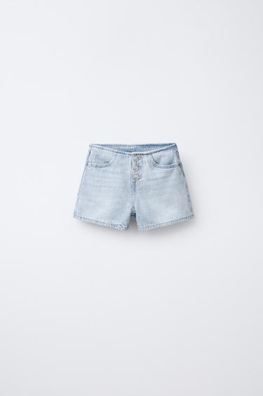 BUTTON-UP DENIM BERMUDA SHORTS - Light blue by Zara