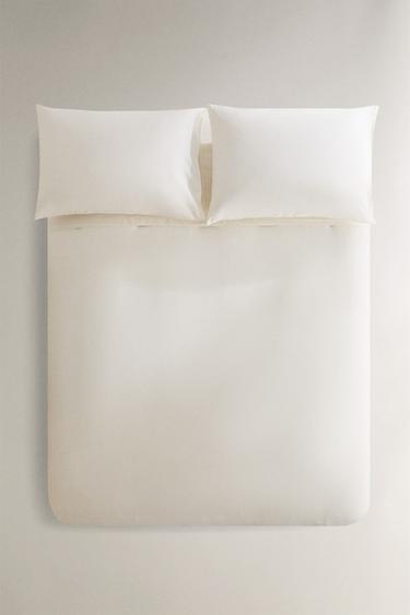 PERCALE DUVET COVER (200 THREAD COUNT) - White by Zara