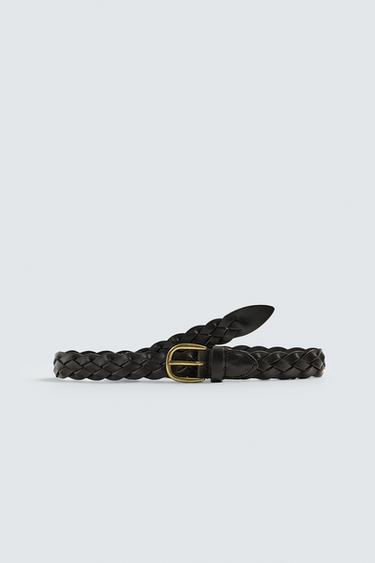 BRAIDED LEATHER BELT - Brown by Zara