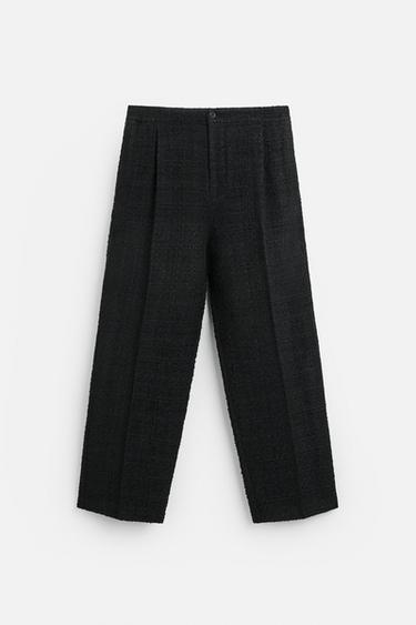 TEXTURED STRAIGHT FIT TROUSERS - Black by Zara