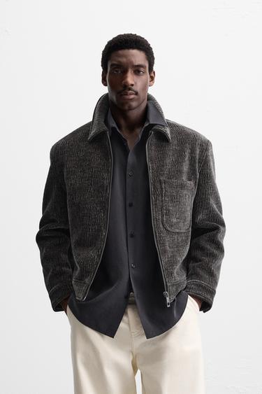 TEXTURED CREASED-EFFECT JACKET - Grey by Zara