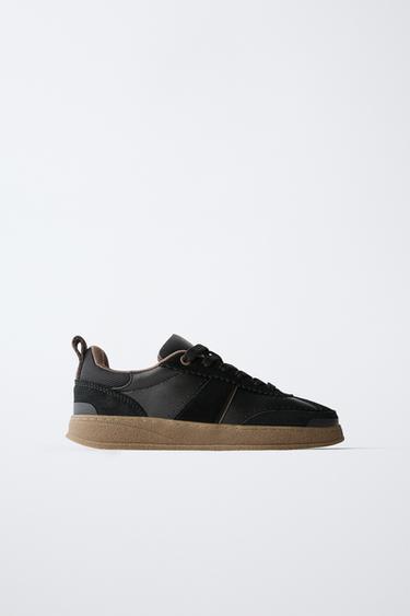 LEATHER SNEAKERS - Black by Zara