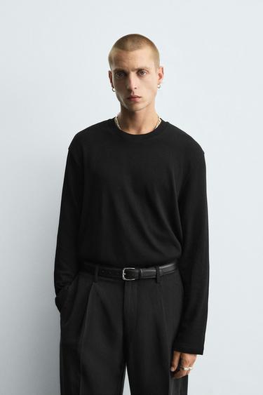 WASHED COTTON SWEATER - Black by Zara