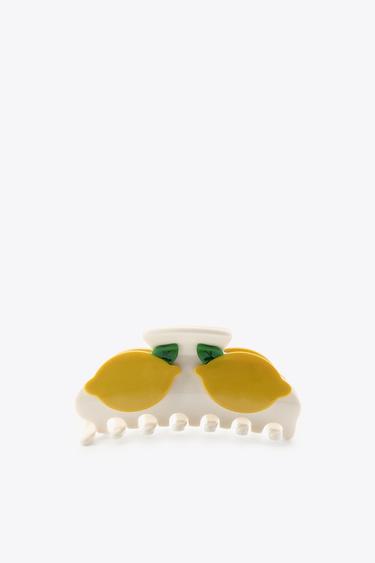 LEMON SHEEPSKIN HAIR CLIP - Ecru by Zara