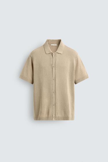 RELAXED FIT KNIT SHIRT - Light beige by Zara